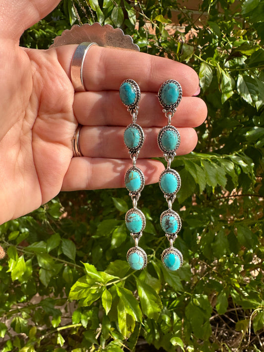 Cassidy Drop Natural Royston  Turquoise and Sterling Silver Dangles