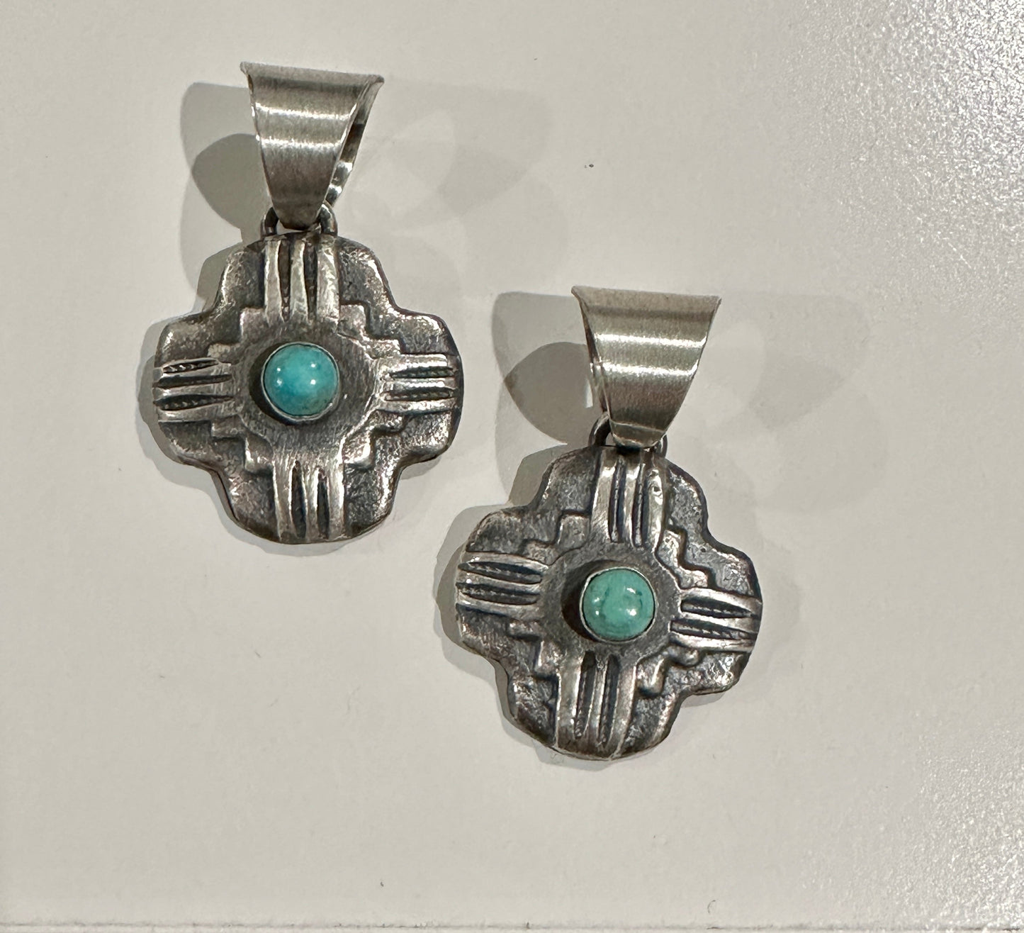 Navajo Sterling Silver Turquoise Pendant By Chimney Butte
