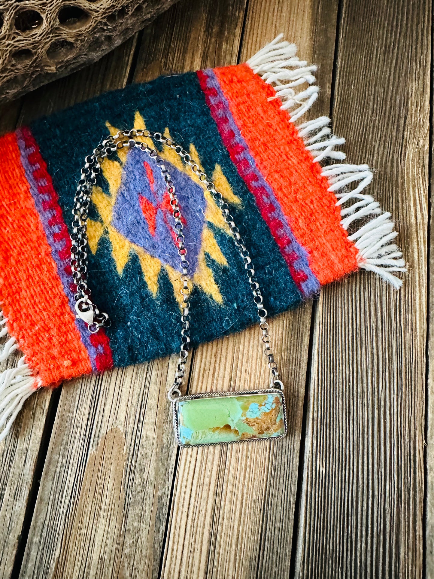 Navajo Sterling Silver & Royston Turquoise Necklace