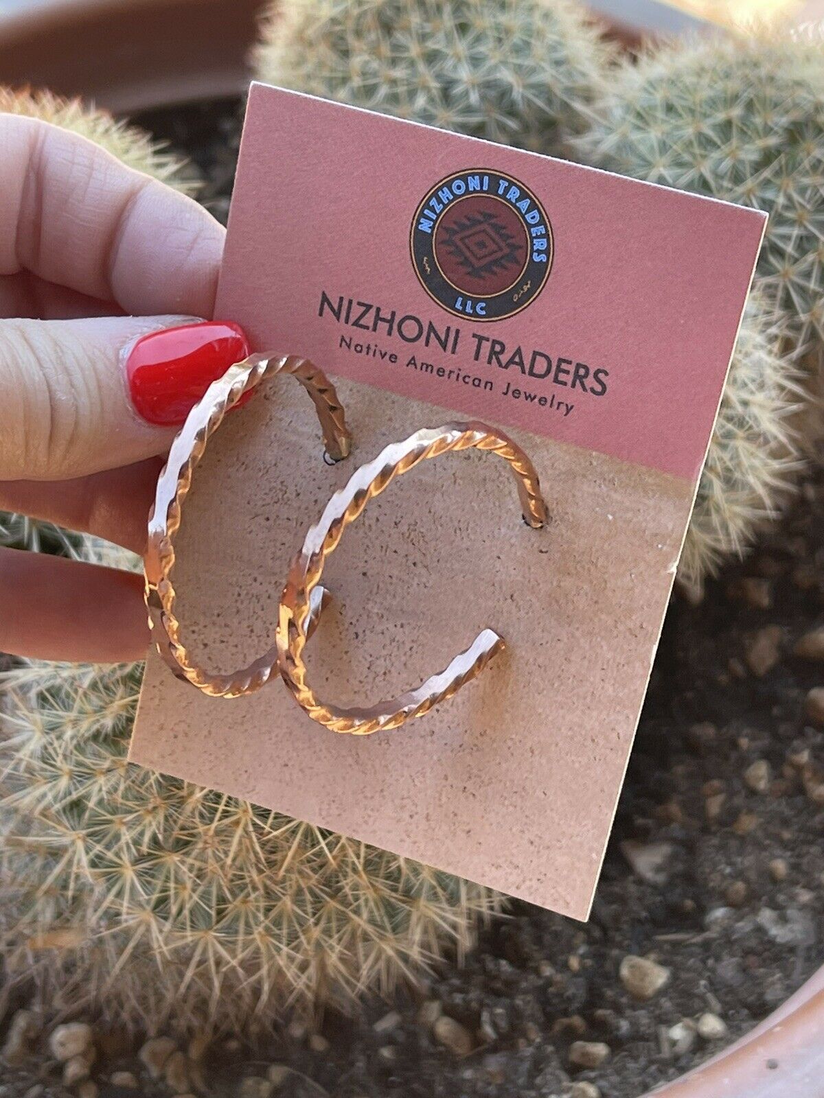 Navajo Copper Rope Style Hoop Earrings