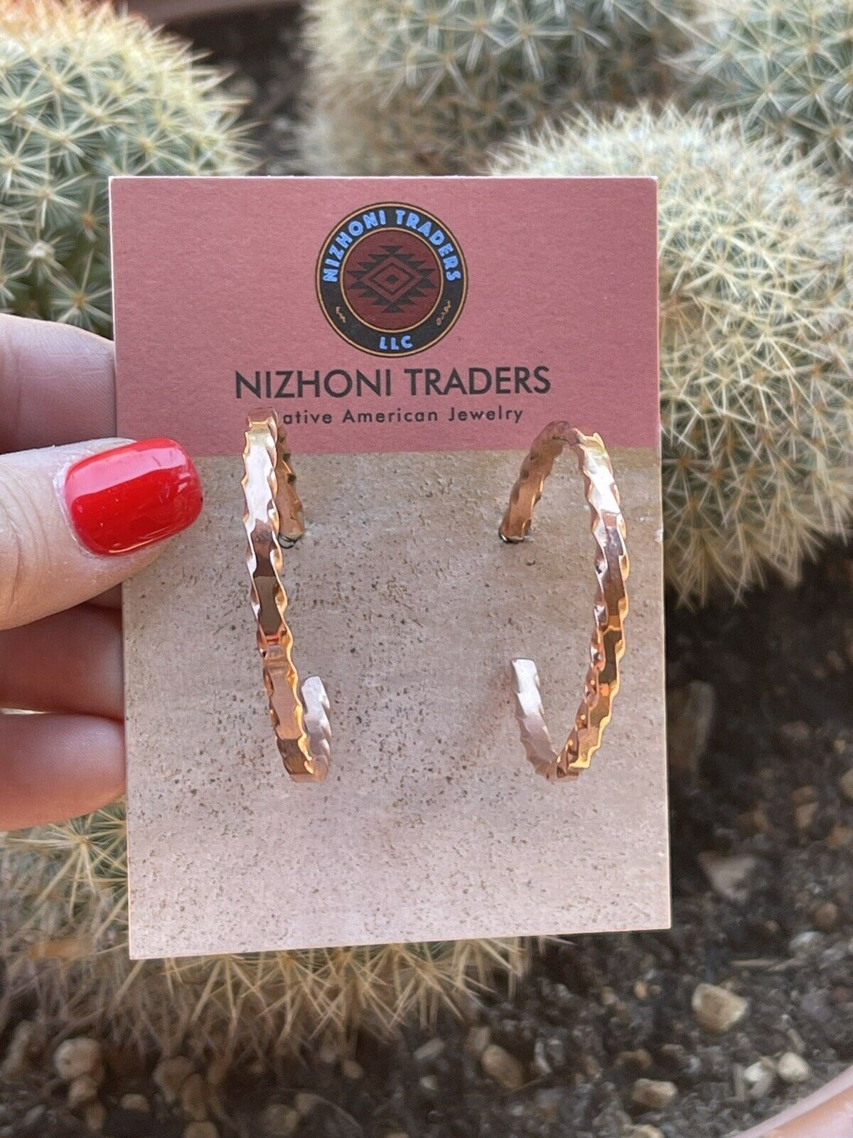 Navajo Copper Rope Style Hoop Earrings