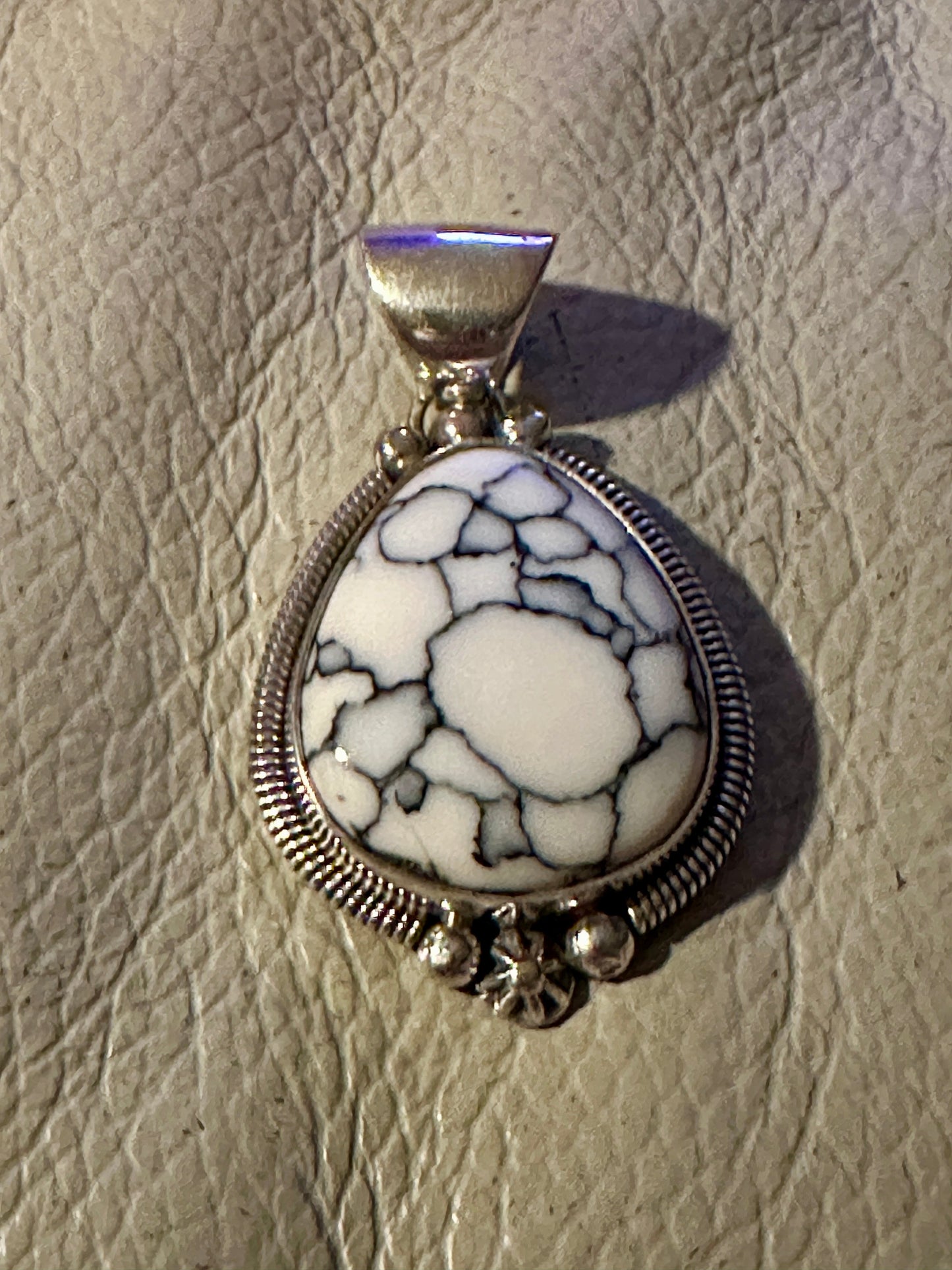 Navajo Sterling Silver & White Gibbsite Pendant