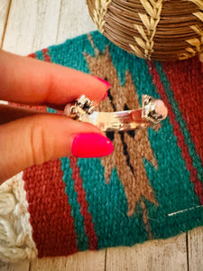 Navajo Sterling Silver & Queen Pink Conch Shell Hoop Earrings