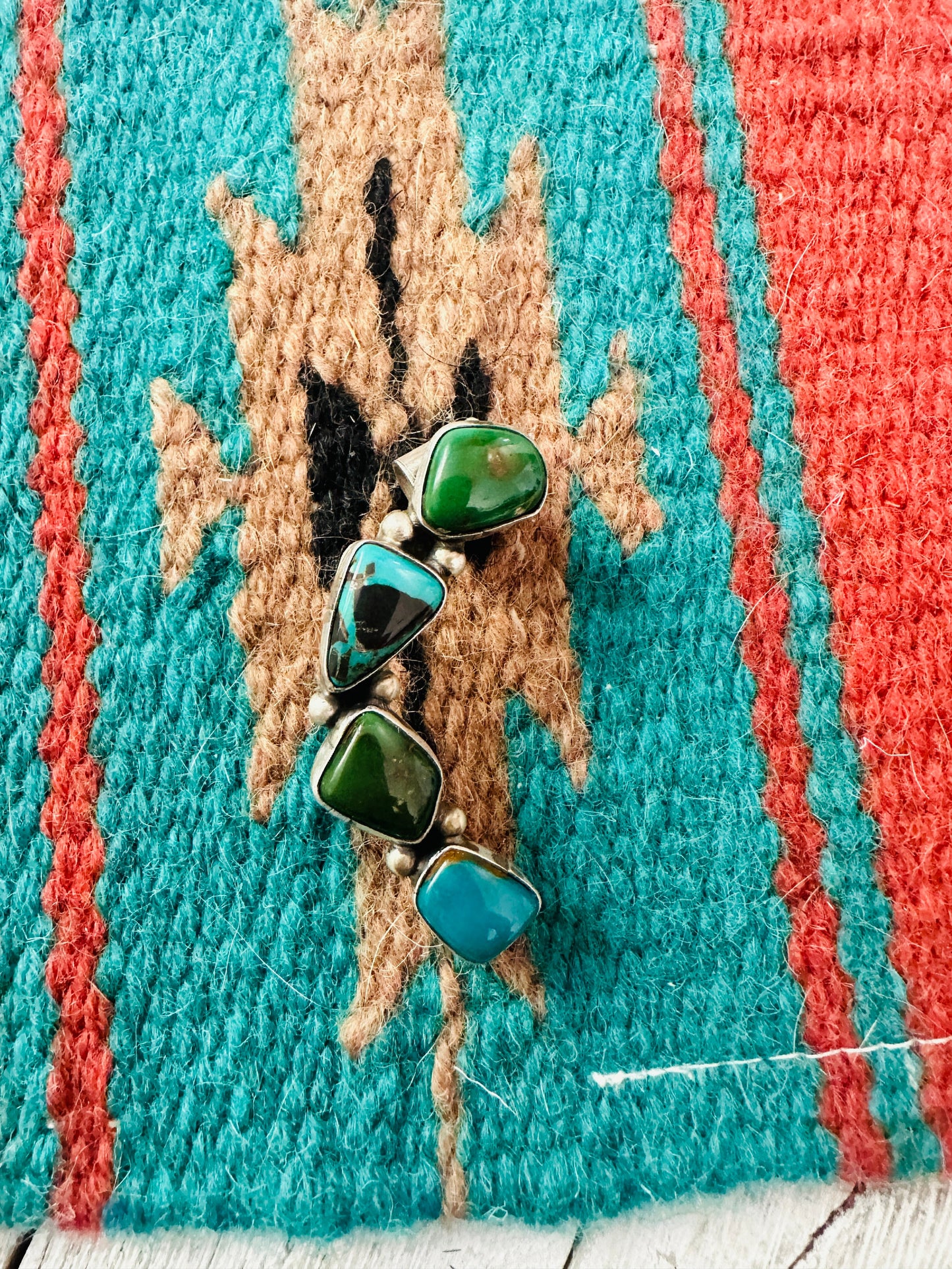 Navajo Sterling Silver & Turquoise Ear Cuff Signed