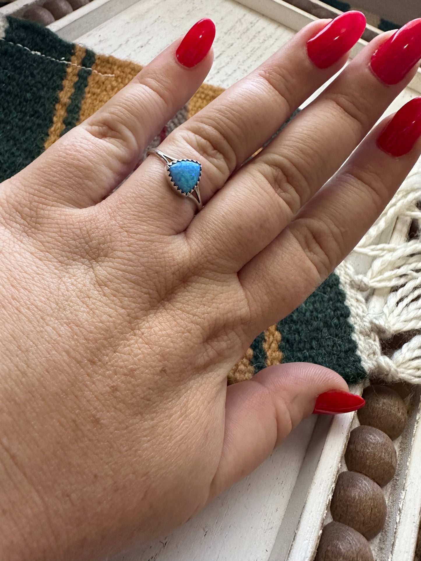 Navajo Sterling Silver & Blue Fire Opal Ring