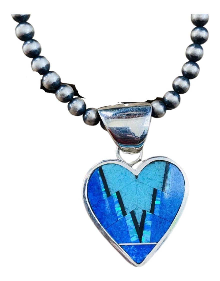 Native deals American Sterling Silver Multi Stone Inlay Heart Pendant For Women #1