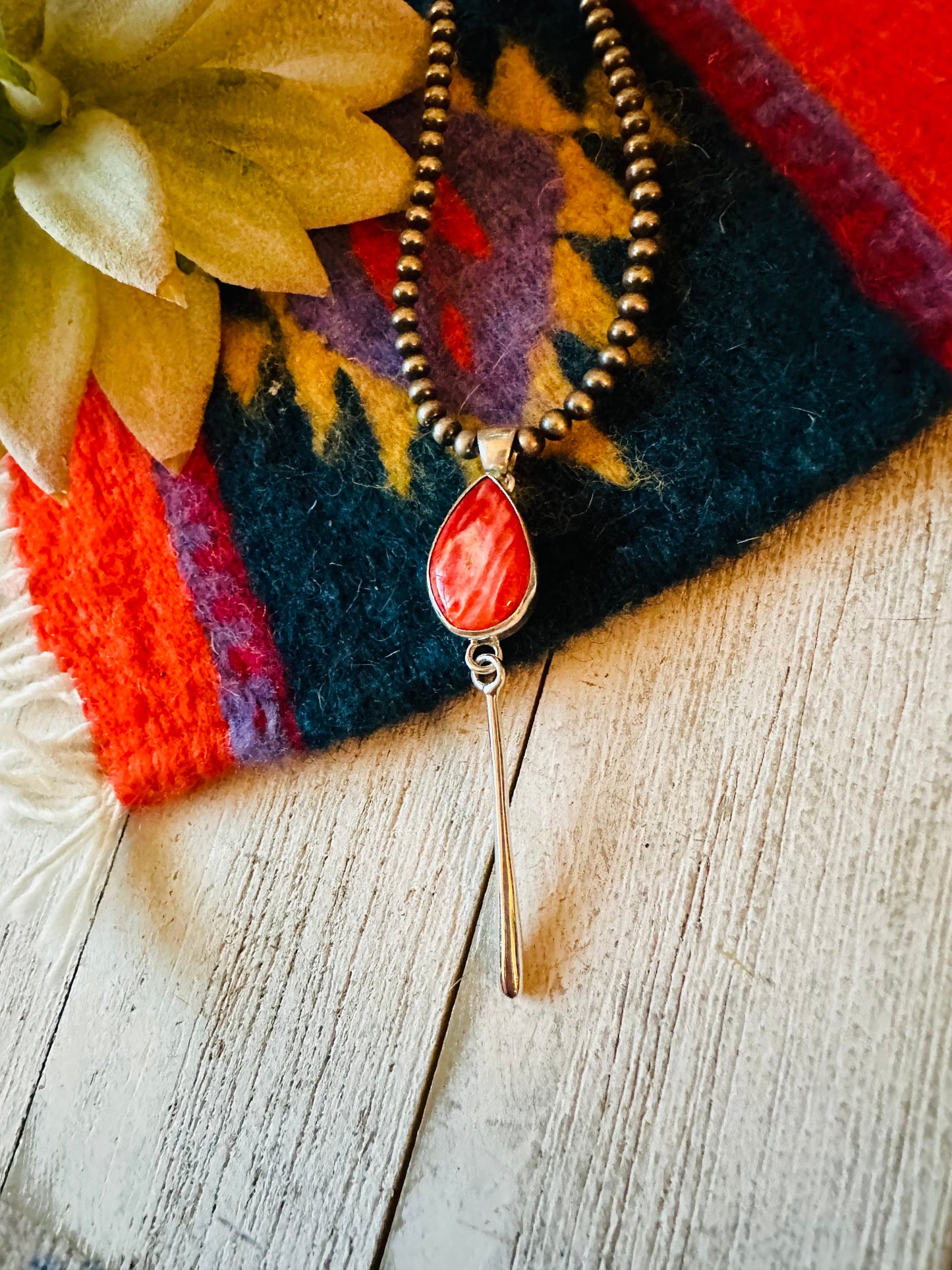 Navajo Sterling Silver & Rhodochrosite Pendant