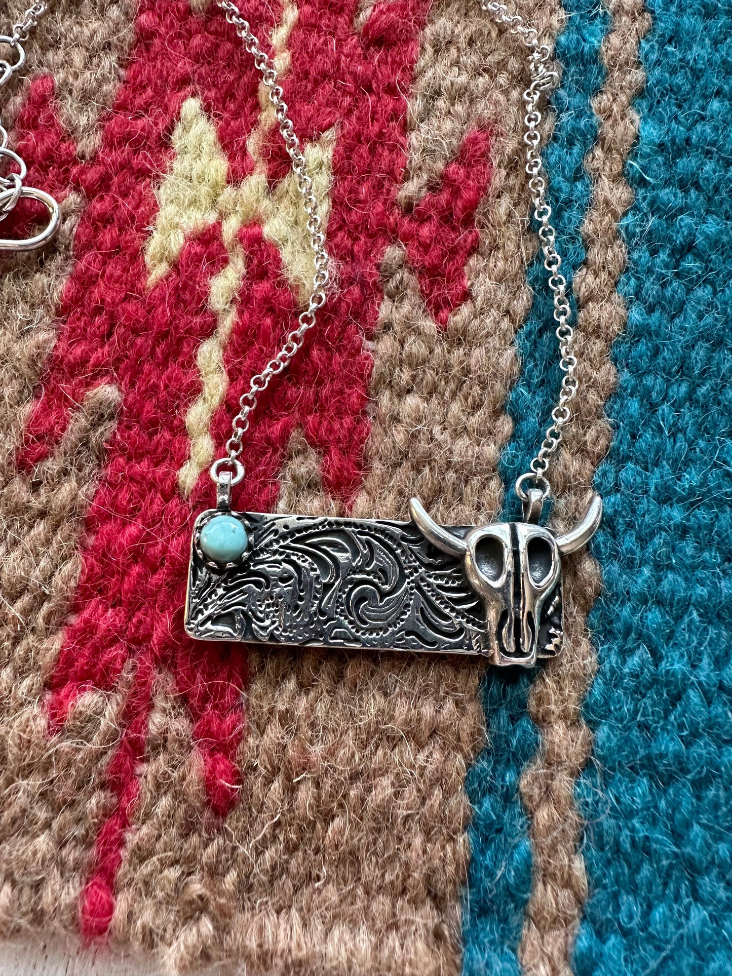 Wild One Handmade Sterling Silver Turquoise Bar Necklace