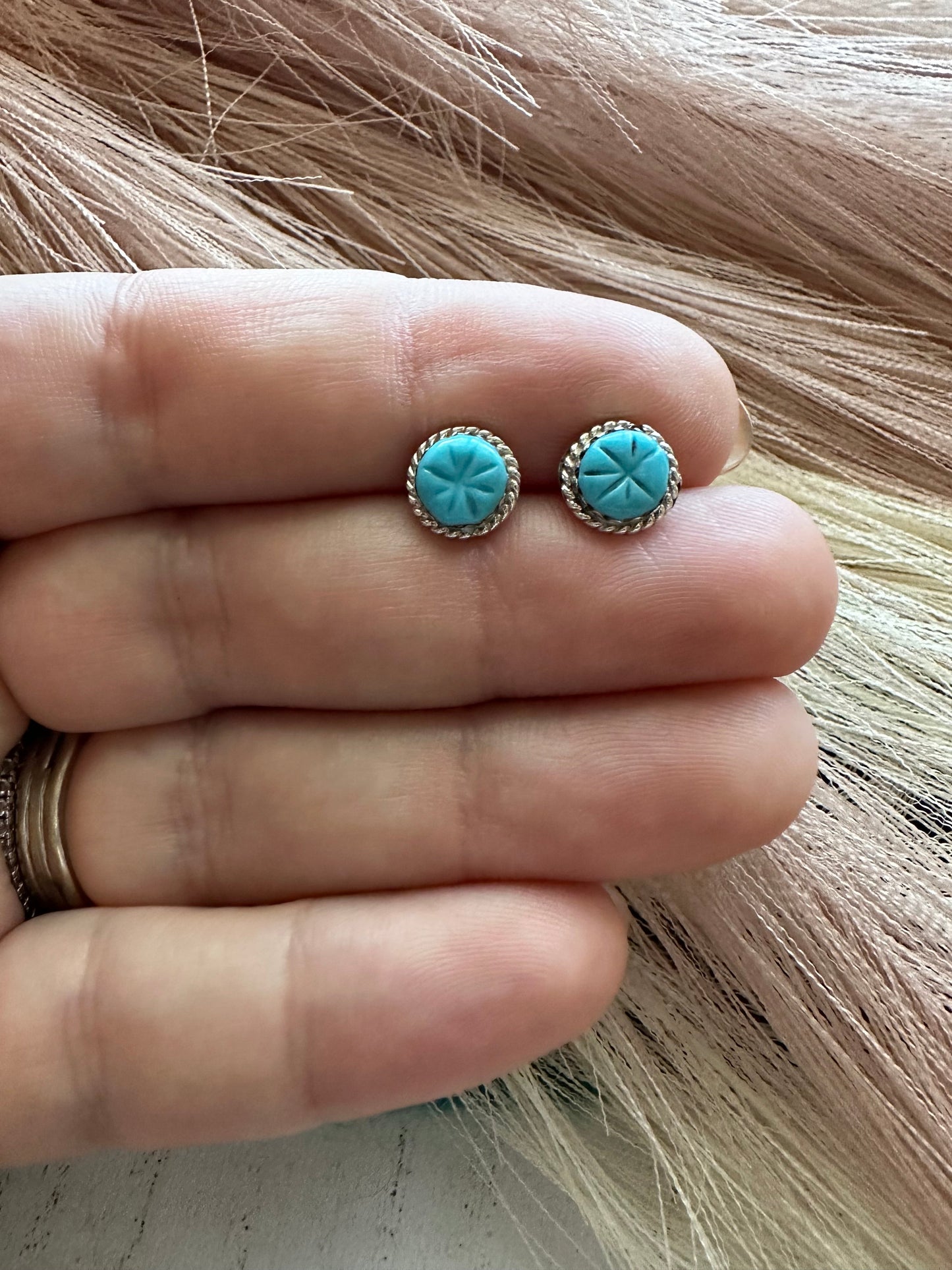 Navajo Sterling Silver & Turquoise Stud Earrings