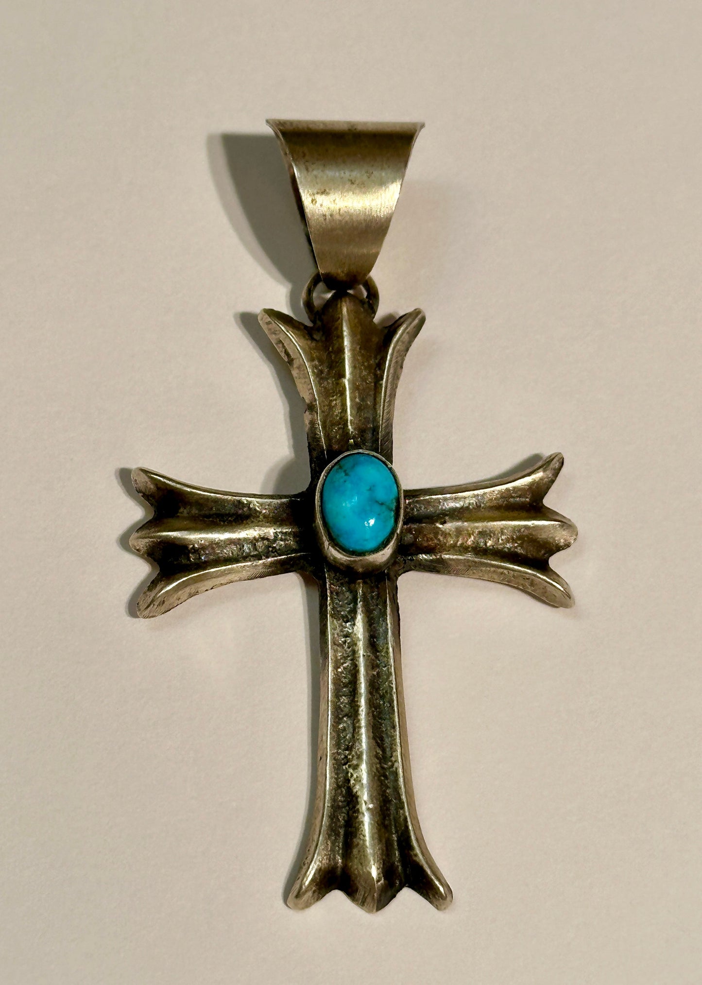 Navajo Sterling Silver & Turquoise Cross Pendant