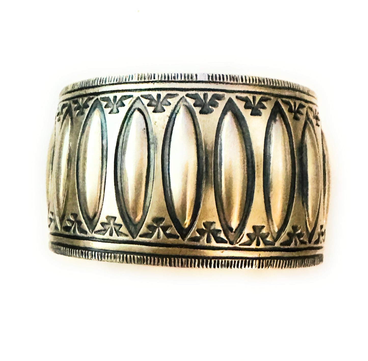 Navajo Hand Stamped Sterling Silver Cuff Bracelet