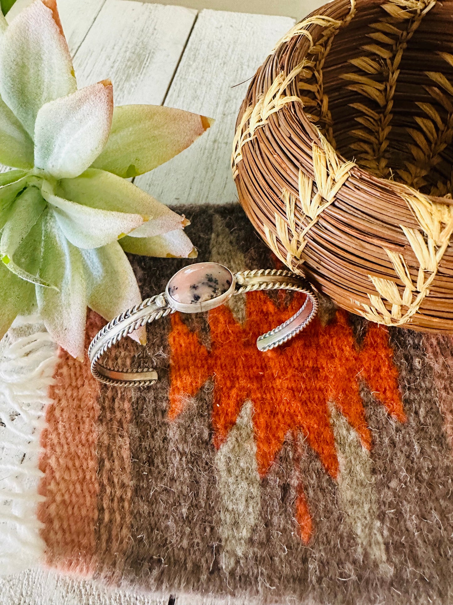 Navajo Rhodonite & Sterling Silver Cuff Bracelet