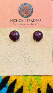 Navajo Charoite And Sterling Silver Stud Earrings