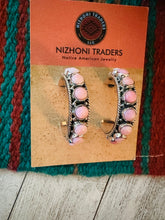 Load image into Gallery viewer, Navajo Sterling Silver &amp; Queen Pink Conch Shell Hoop Earrings