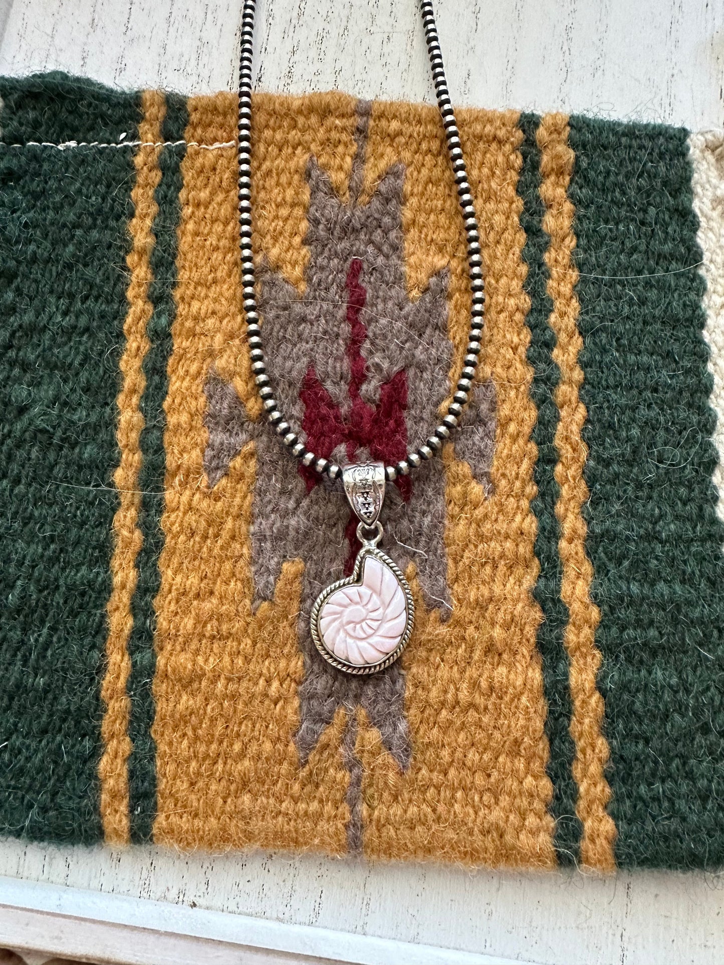 Nizhoni Handmade Pink Conch & Sterling Silver Seashell Pendant