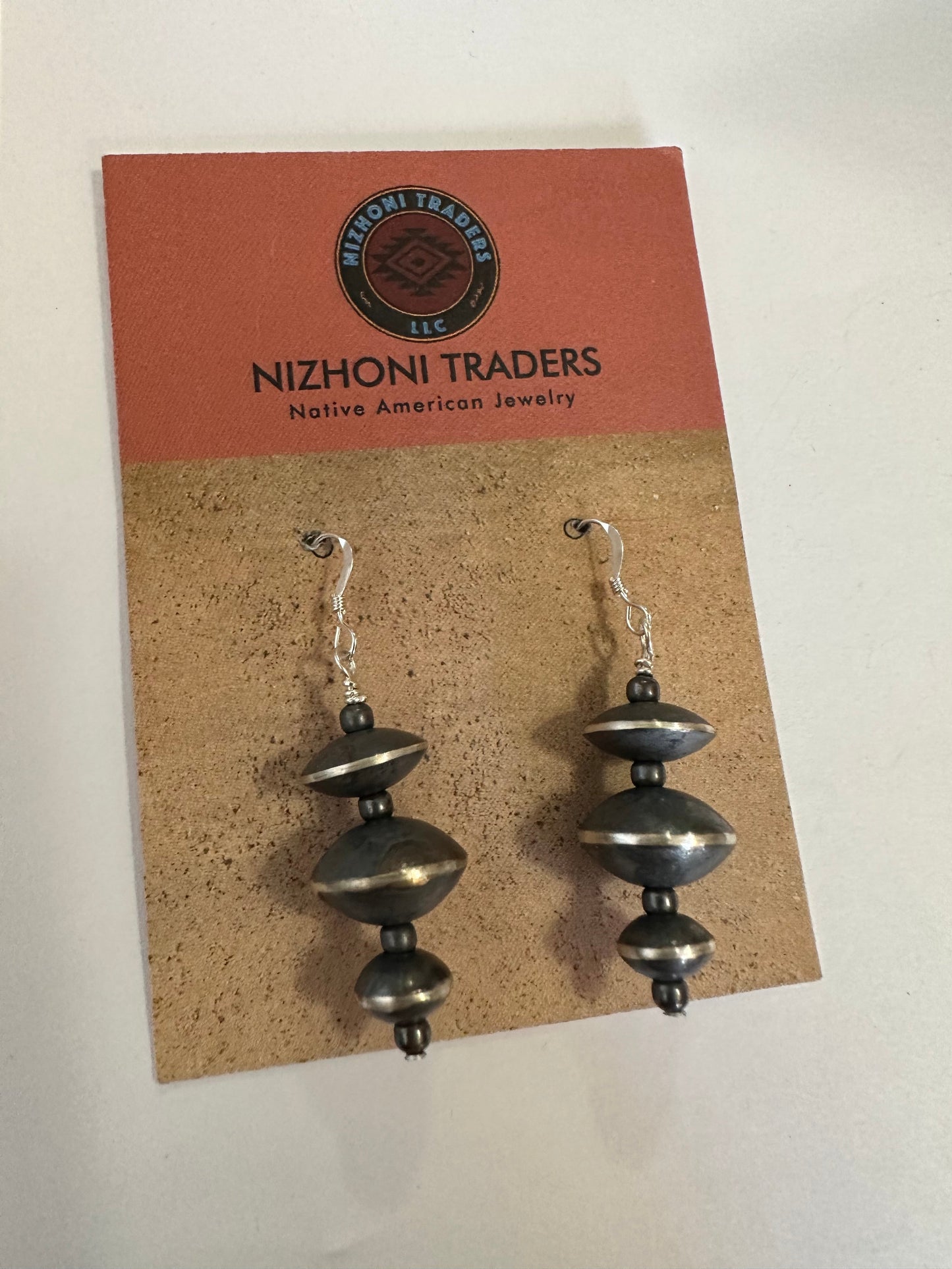 Navajo Pearl Sterling Silver Hand Made Dangle Earrings