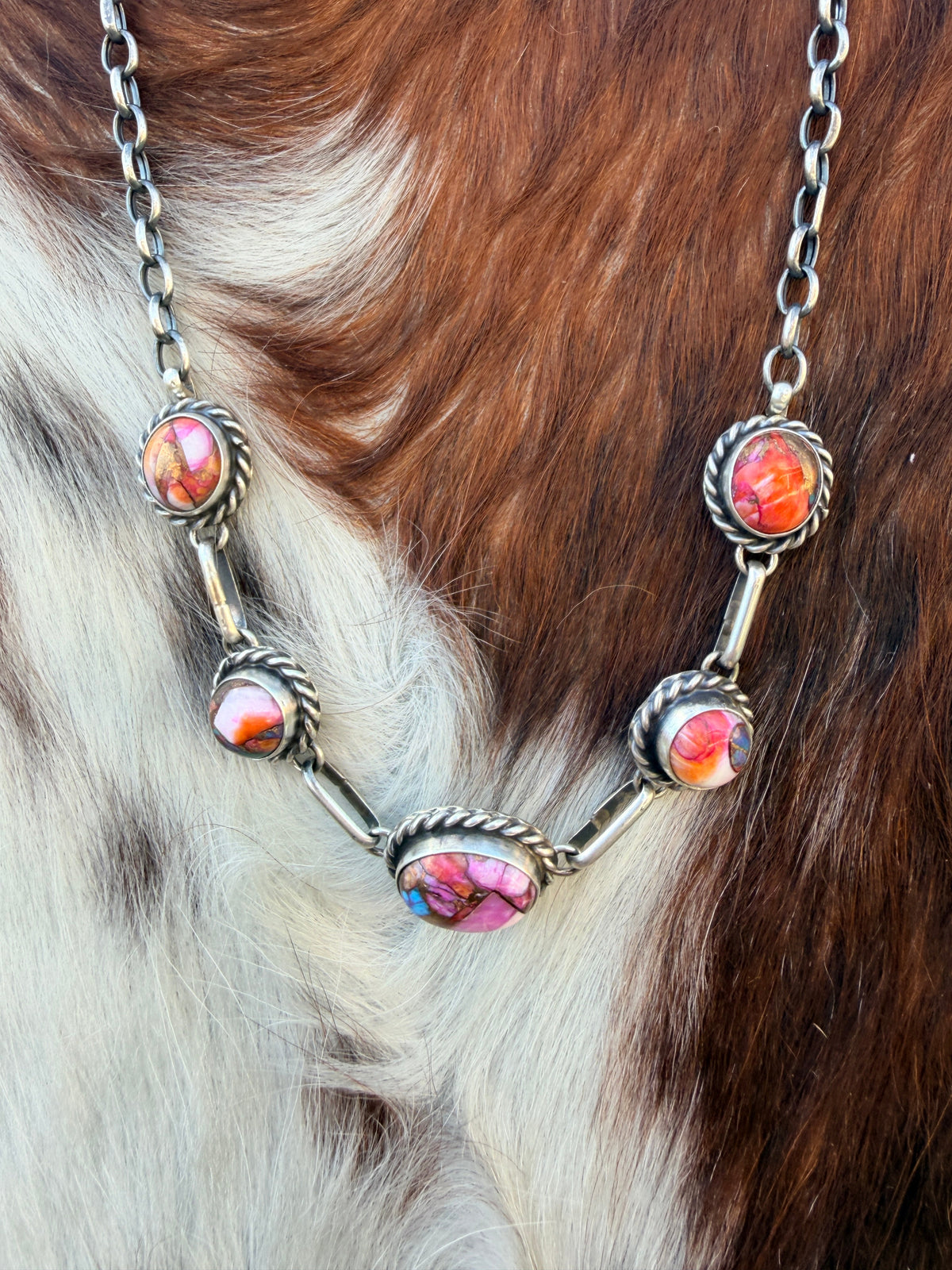 Handcrafted Sterling Silver & Pink Dream Mojave Necklace by Augustine Largo