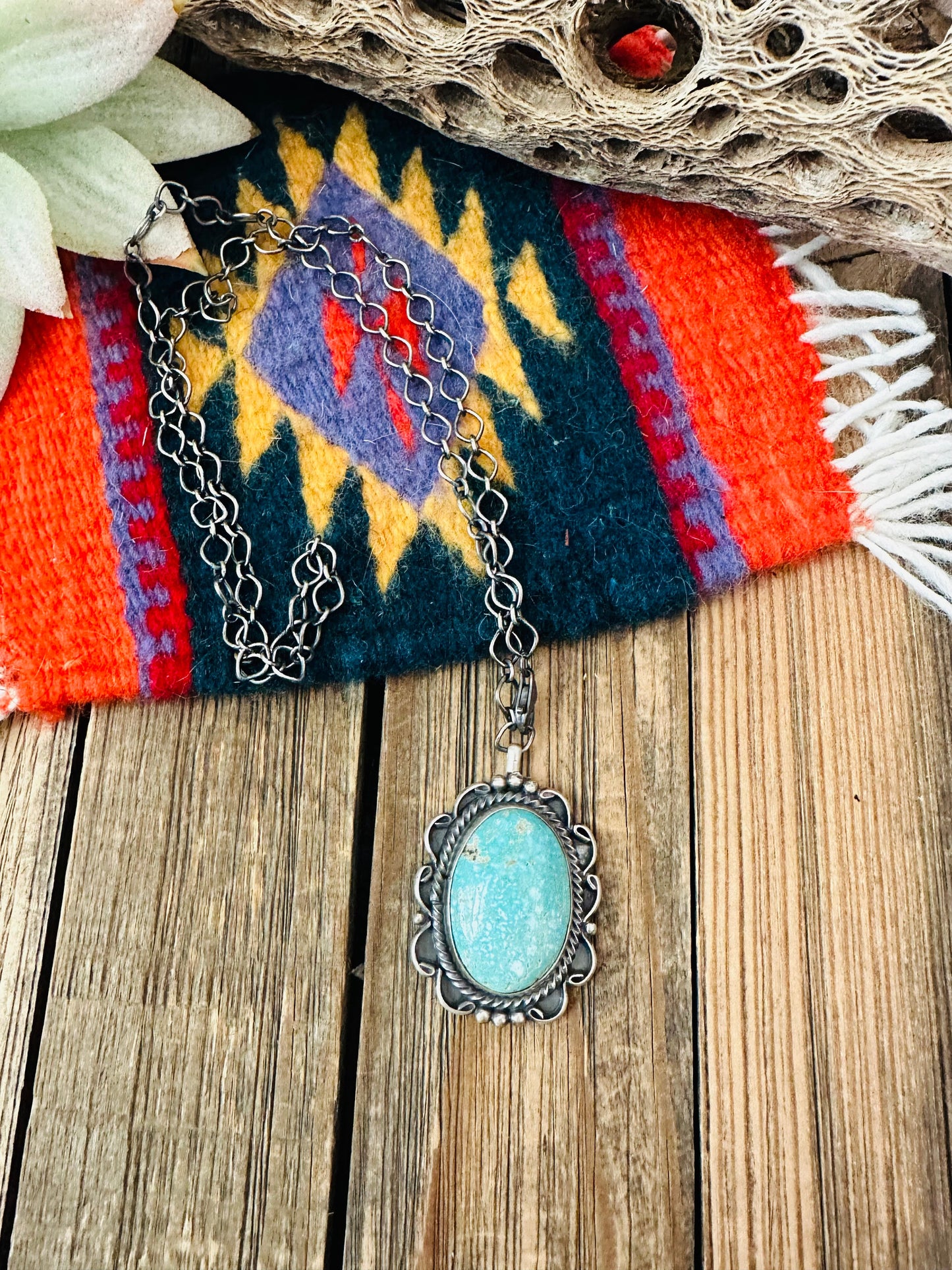 Navajo Sterling Silver & Turquoise Necklace