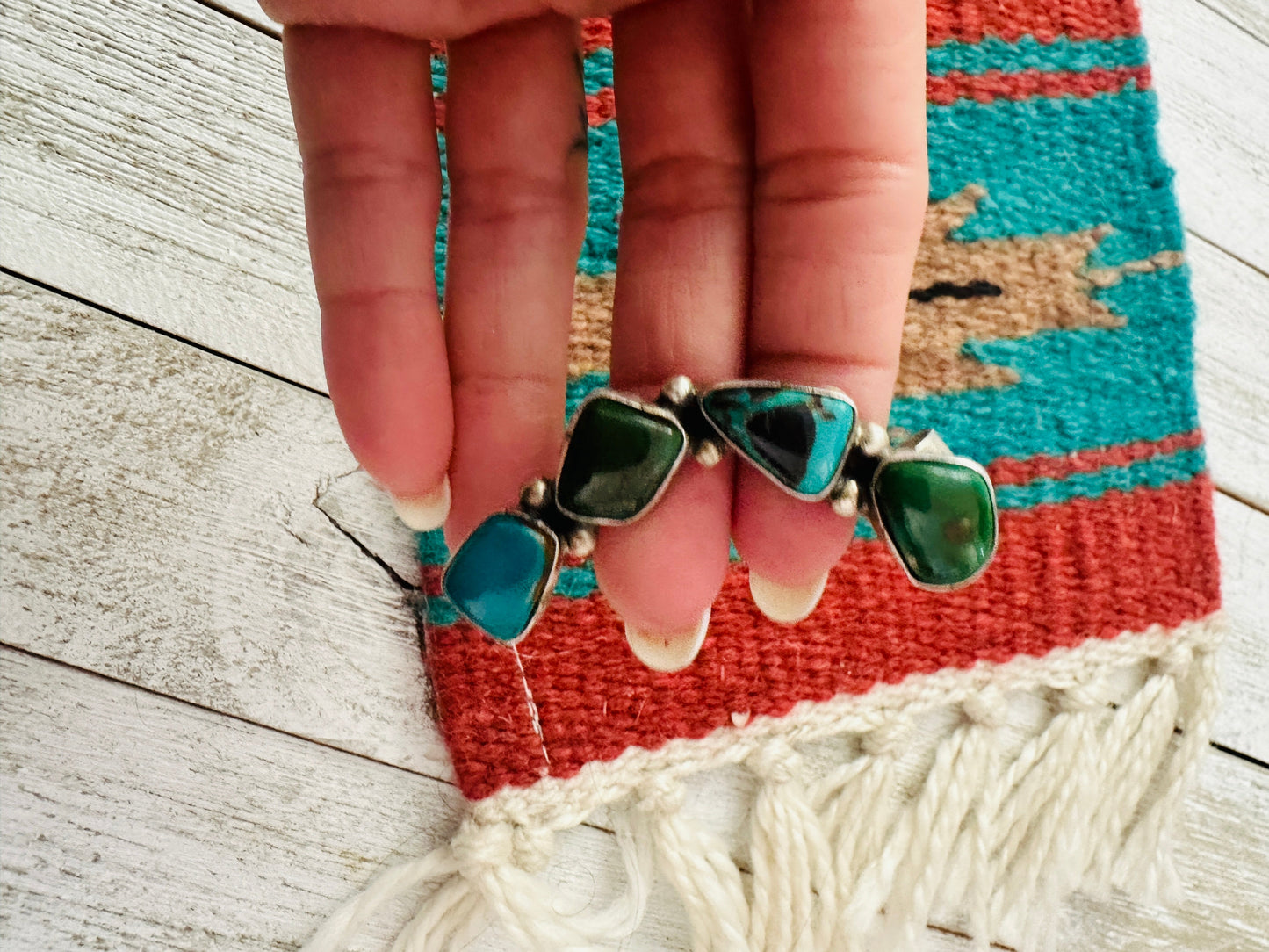 Navajo Sterling Silver & Turquoise Ear Cuff Signed