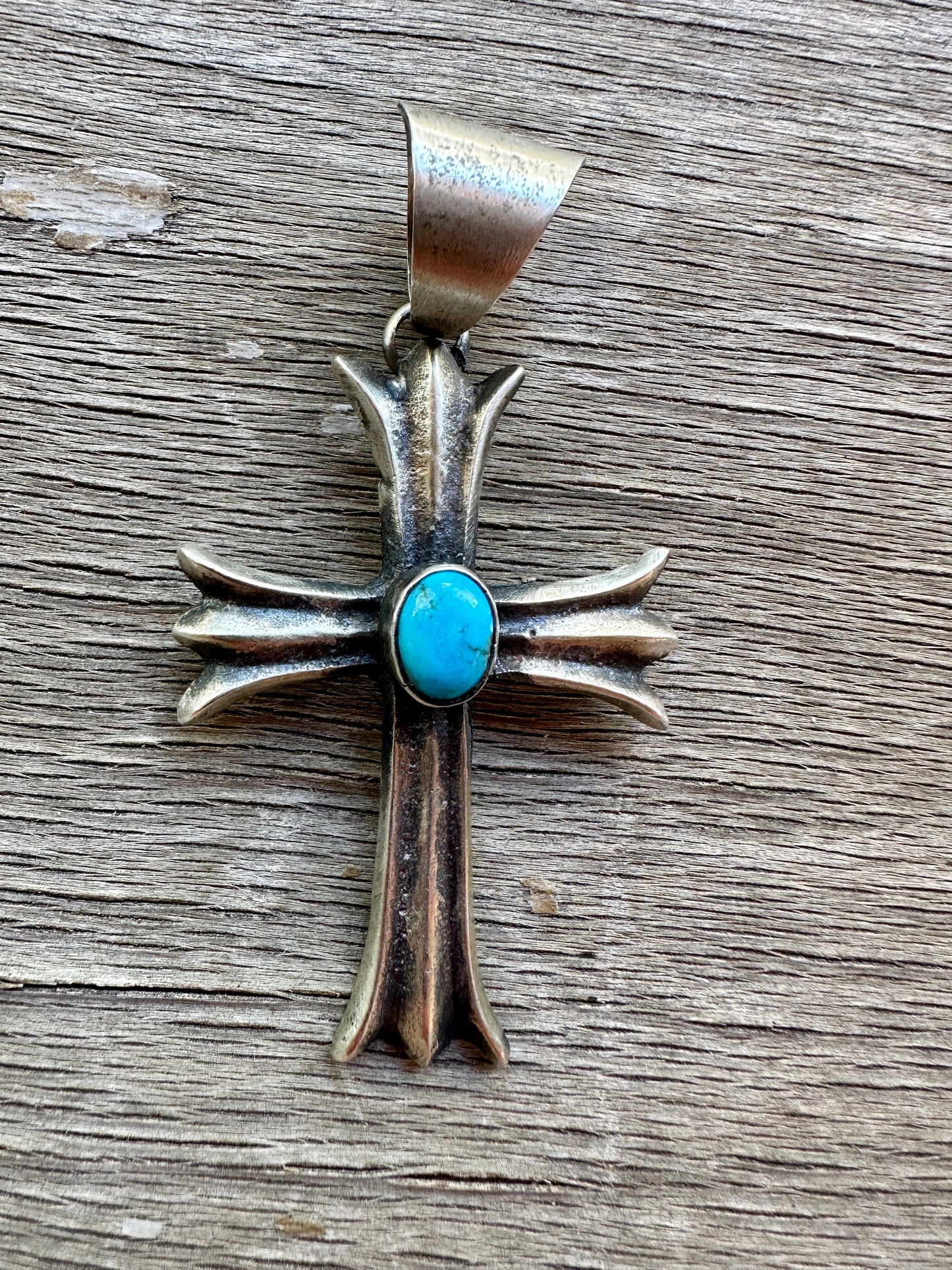 Navajo Sterling Silver & Turquoise Cross Pendant