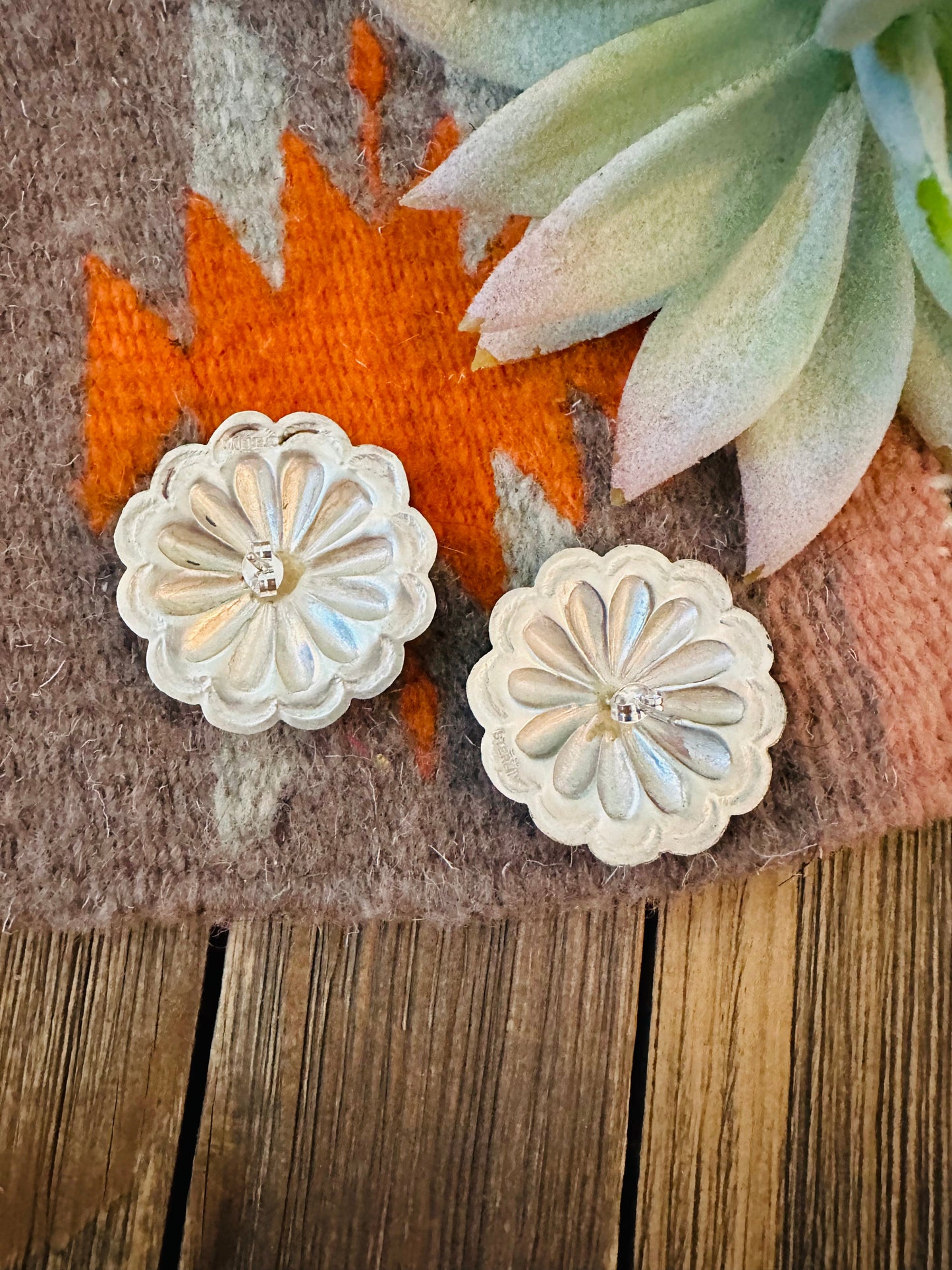 Navajo Sterling Silver Concho Stud Earrings