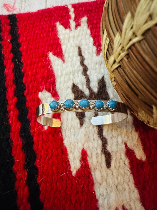 Navajo Sterling Silver & Turquoise Baby Cuff Bracelet