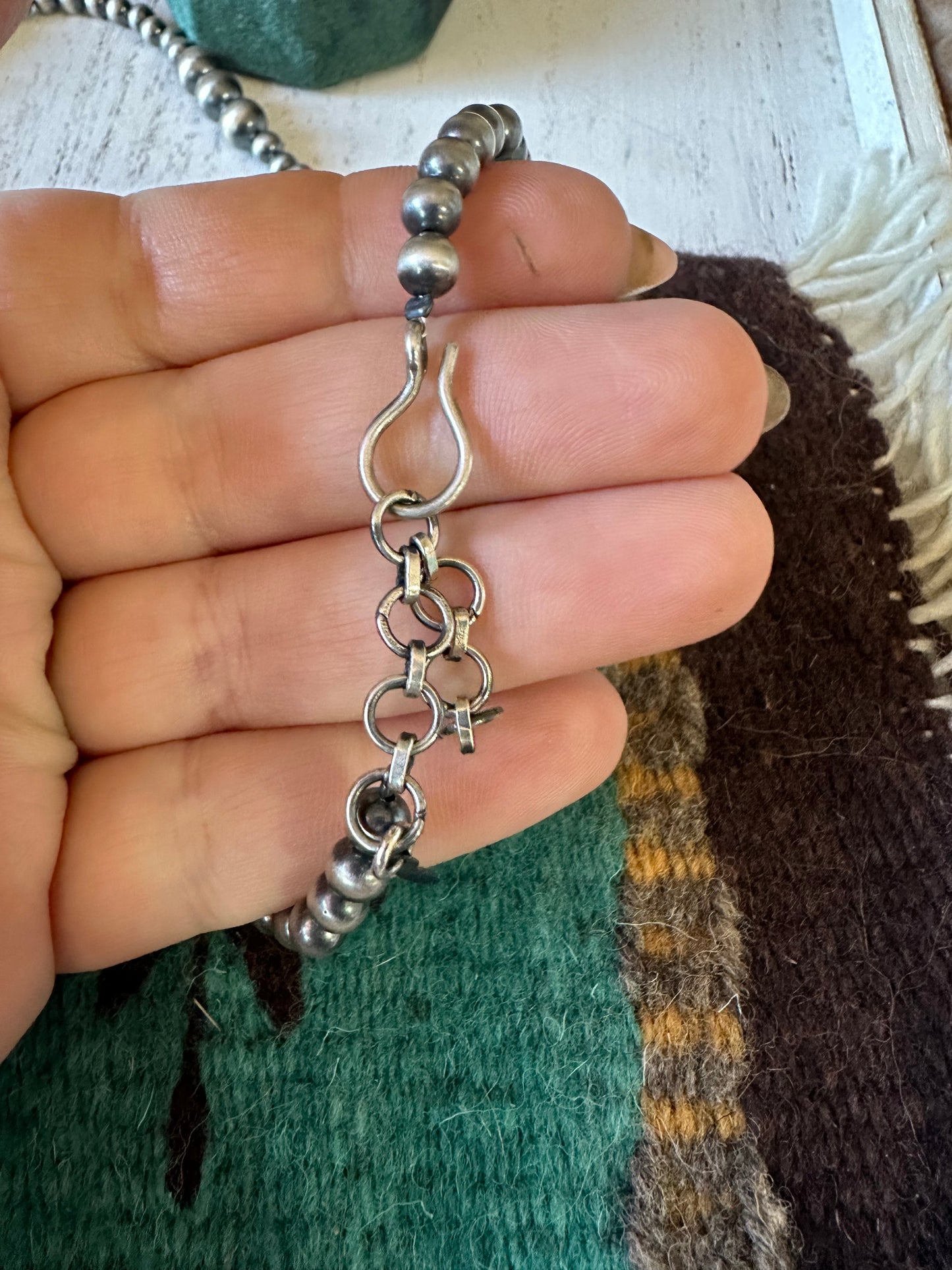 Handmade 4mm-8mm Sterling Silver Beaded Necklace w/ 2 inch extender