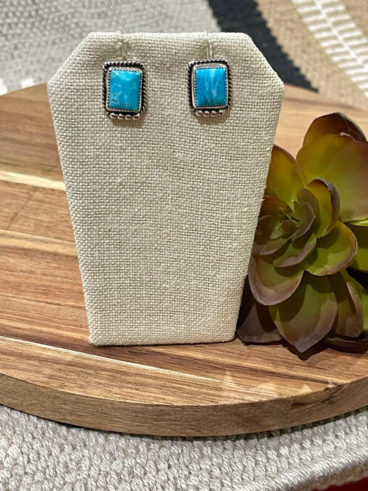 Navajo Sterling Silver & Turquoise Stud Earrings