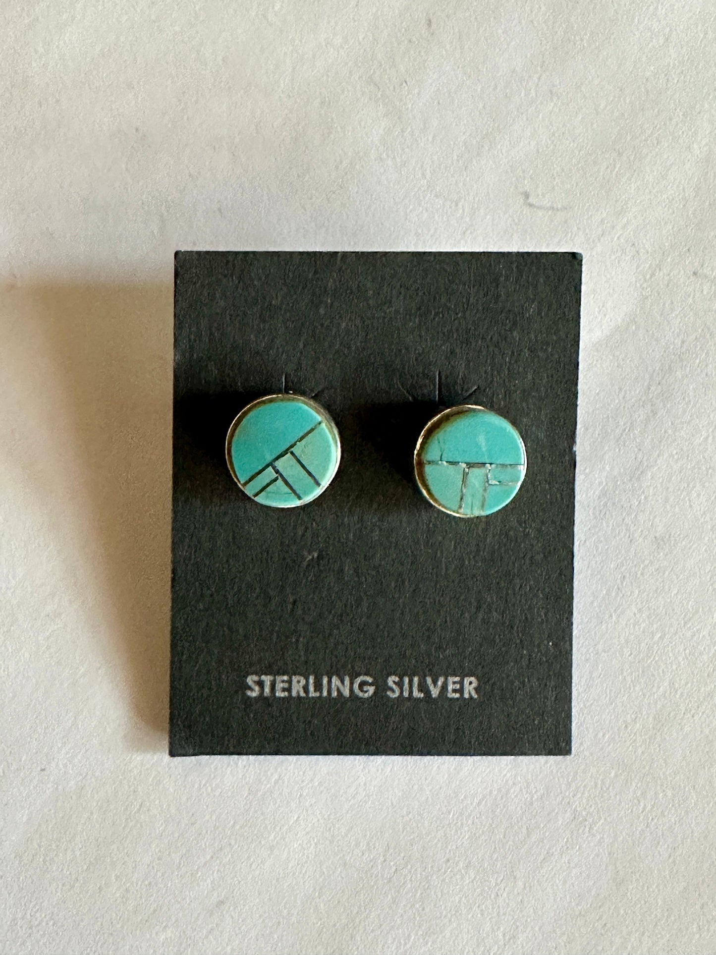 Navajo Turquoise & Sterling Silver button Stud Earrings set 1