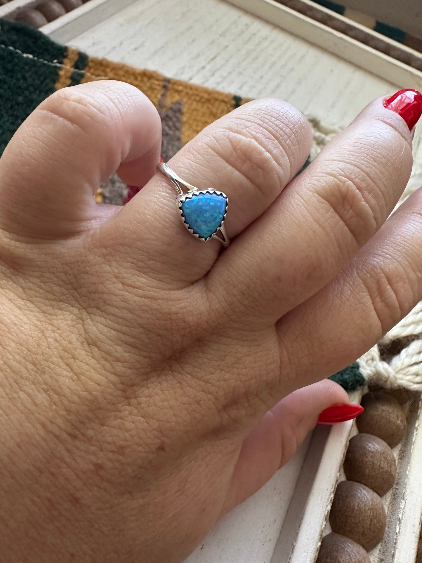 Navajo Sterling Silver & Blue Fire Opal Ring