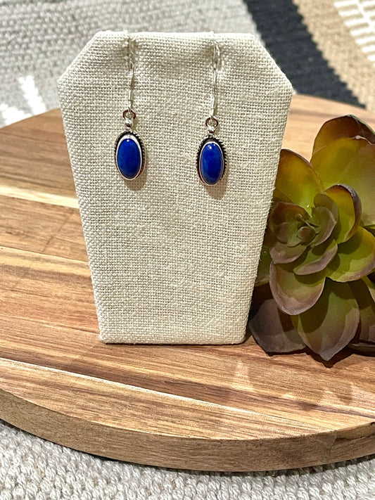Navajo Lapis and Sterling Silver Dangle Earrings