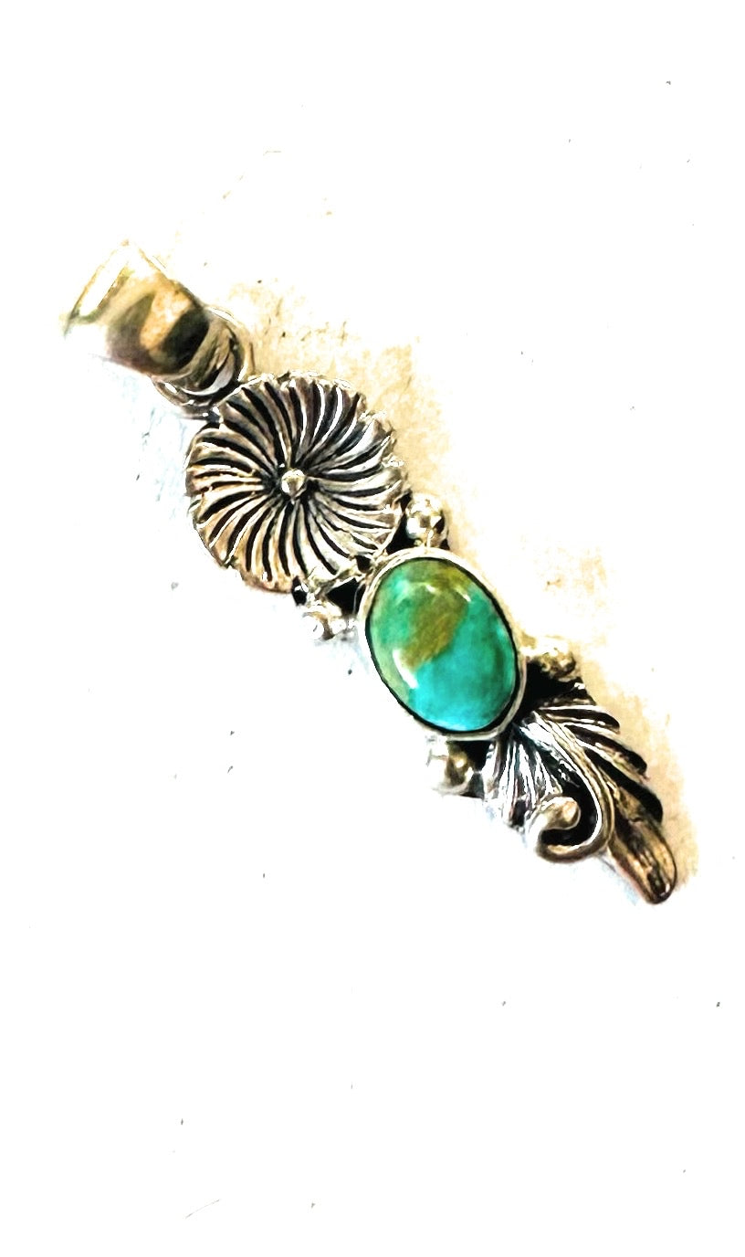 Navajo Sterling Silver & Turquoise Flower Pendant