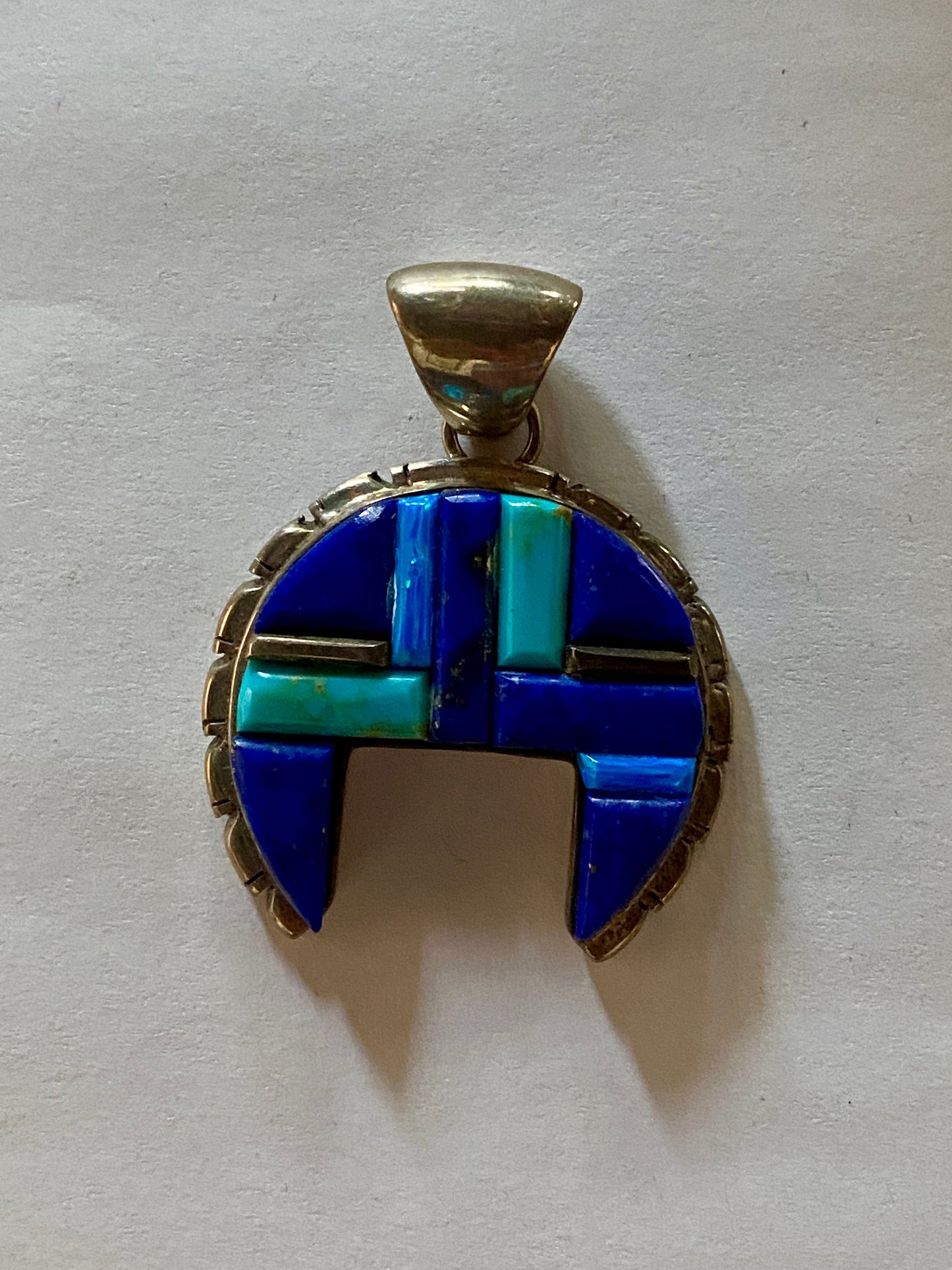 Navajo Lapis, Turquoise, Blue Rolled Naja Pendant