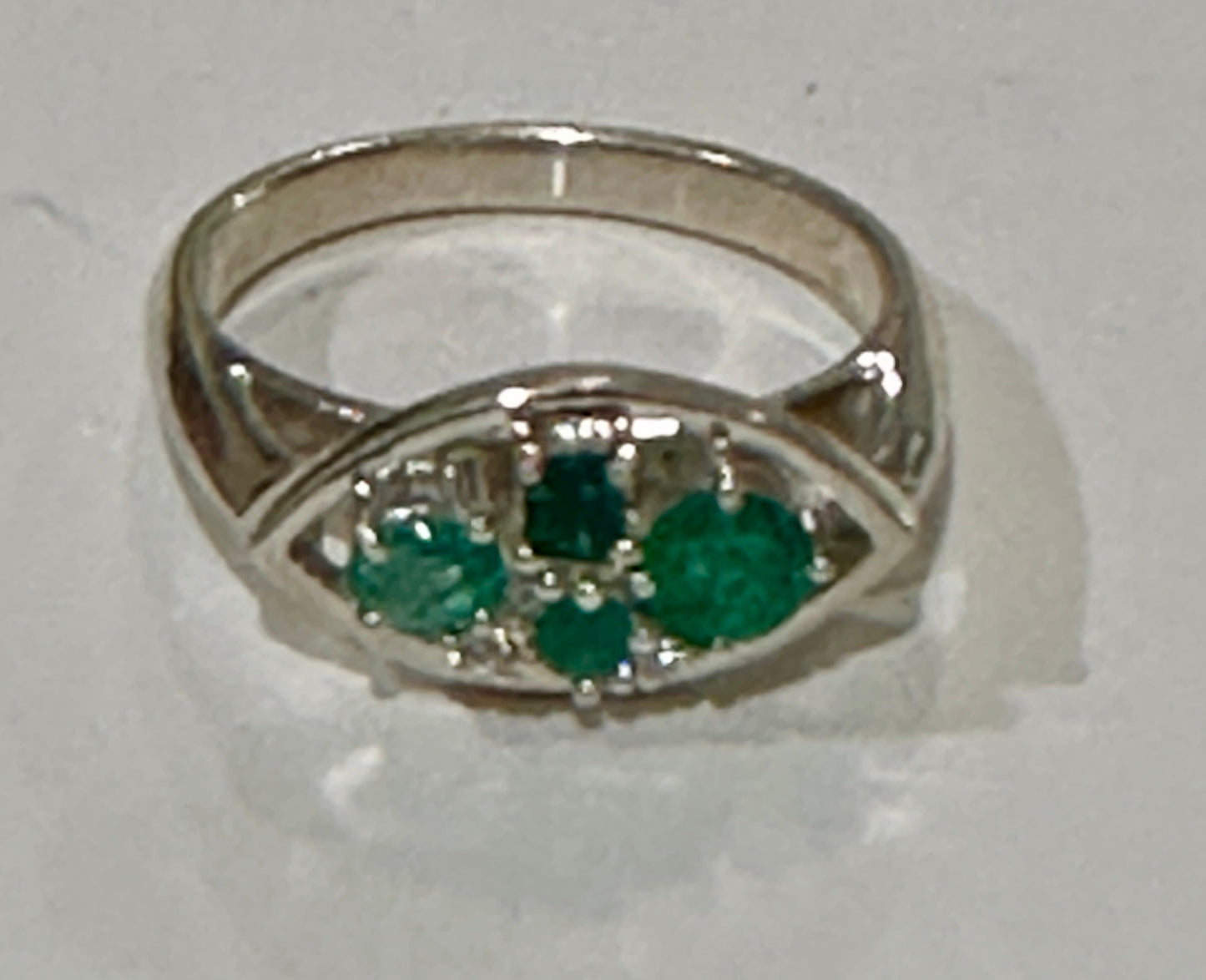 Colombian Emerald Ring in Sterling Silver size 5.5