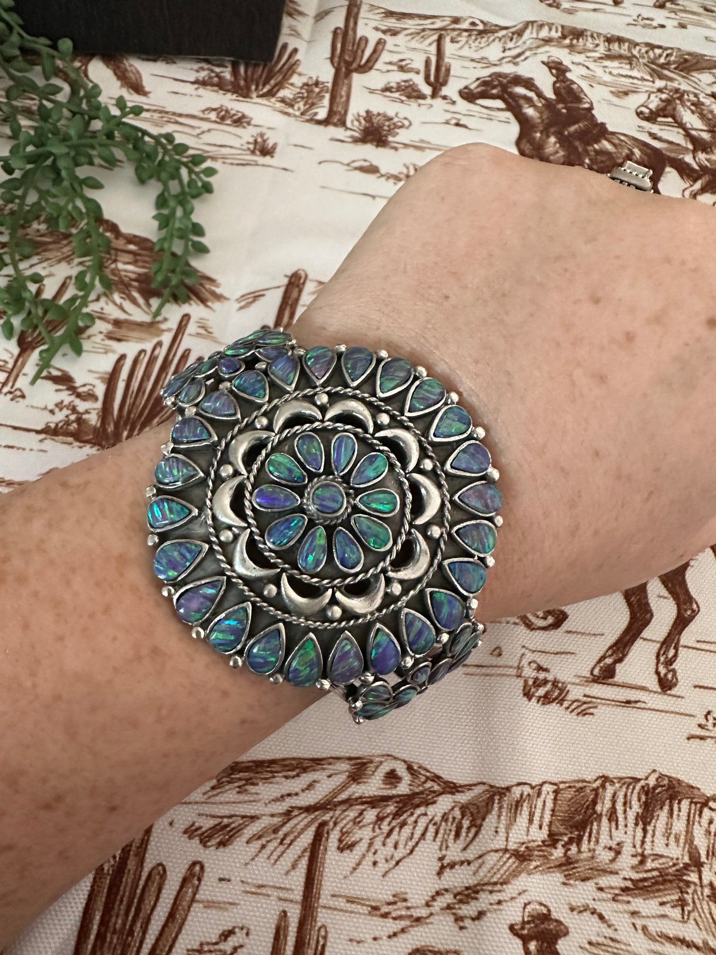 Handmade Sterling Silver & Purple Opal Cuff Bracelet