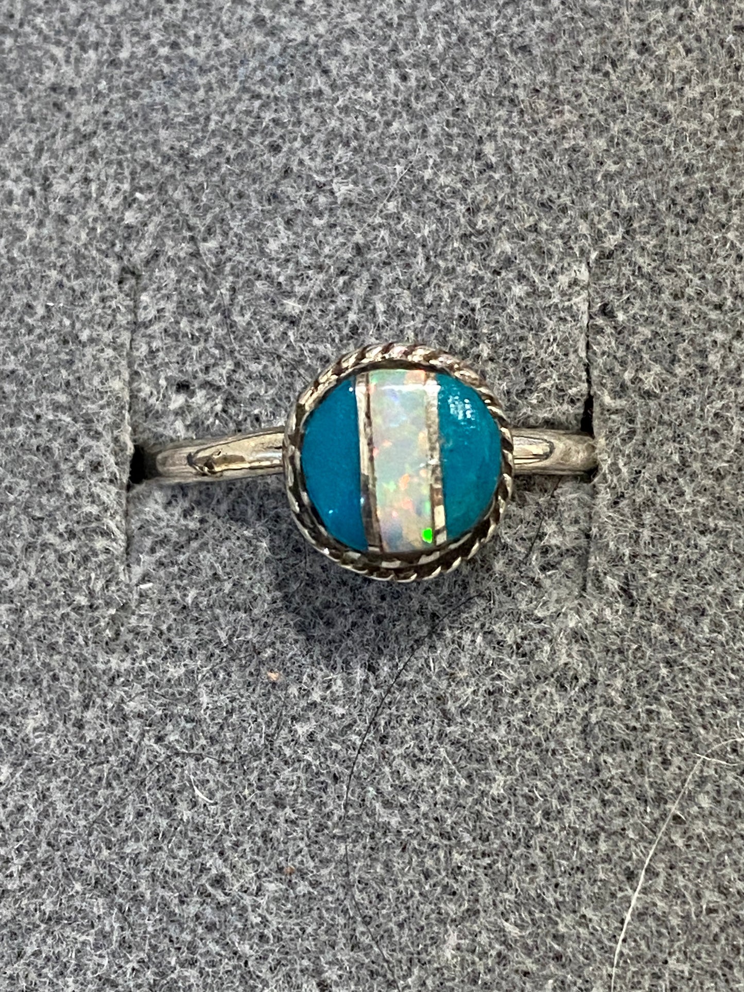 Navajo Sterling Silver & Blue Opal Inlay Ring