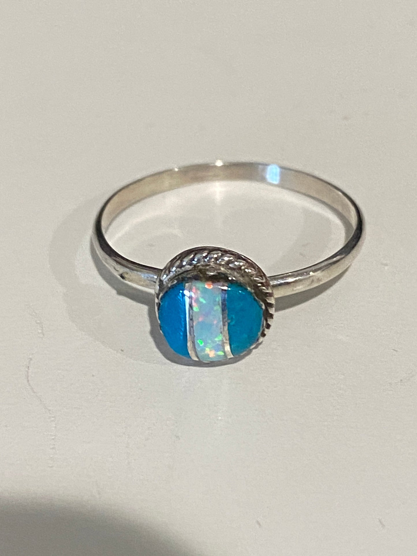 Navajo Sterling Silver & Blue Opal Inlay Ring