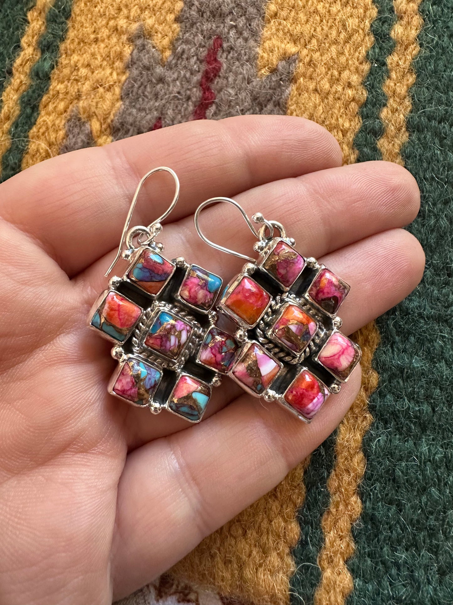 Pink Dream Mohave and Sterling Silver Handmade Dangles