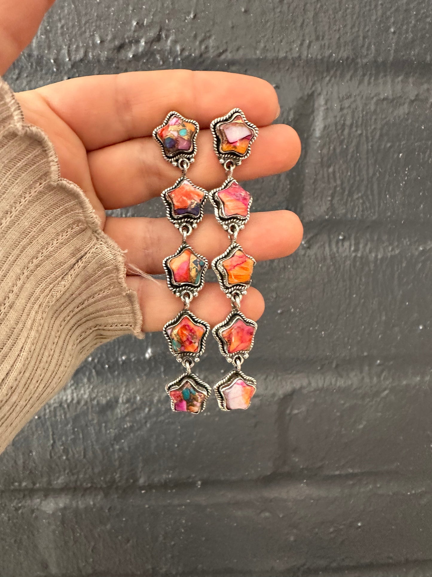 Nizhoni Star Sparkler Sterling Silver & Pink Dream Mojave Dangles