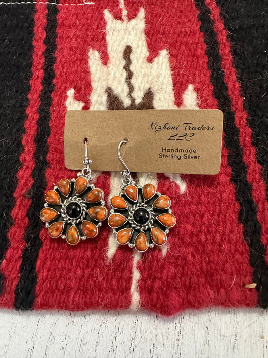 HALLOWEEN COLLECTION Nizhoni Black Onyx, Orange Mojave & Sterling Silver Dangle Earrings