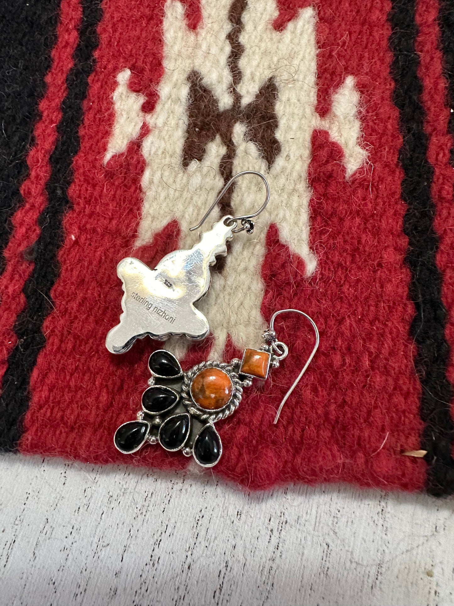 HALLOWEEN COLLECTION Nizhoni Black Onyx, Orange Mojave & Sterling Silver Dangle Earrings