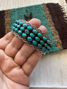 “The 3 Row Turquoise Cuff” Sterling Silver Turquoise Cuff Bracelet