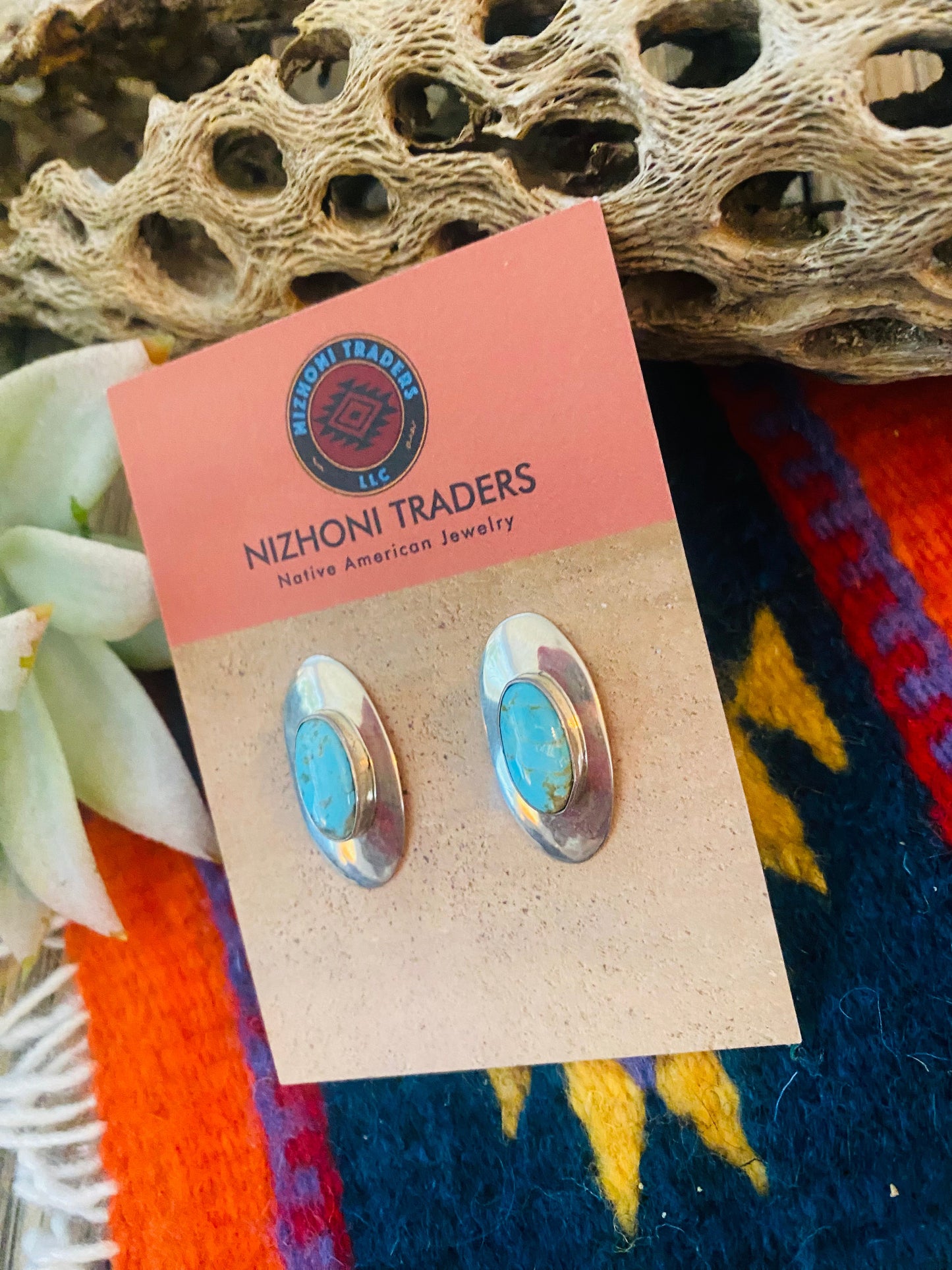 Navajo Sterling Silver & Turquoise Stud Earrings