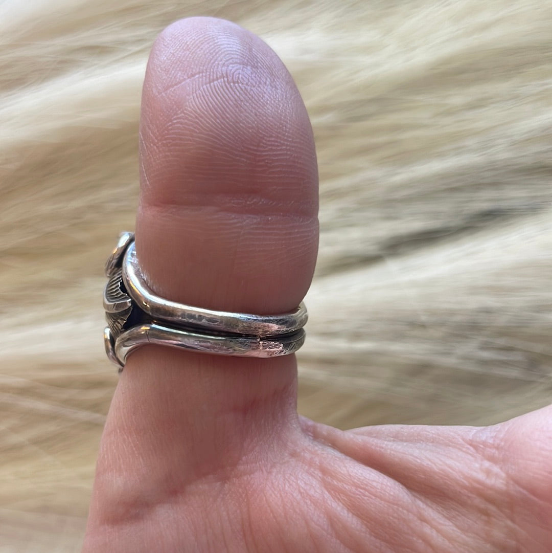 Navajo Sterling Silver & Black Onyx Rectangluar Ring Size 9.5