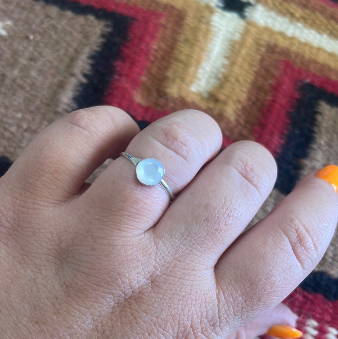 Navajo Sterling Silver & White Opal Mini Ring