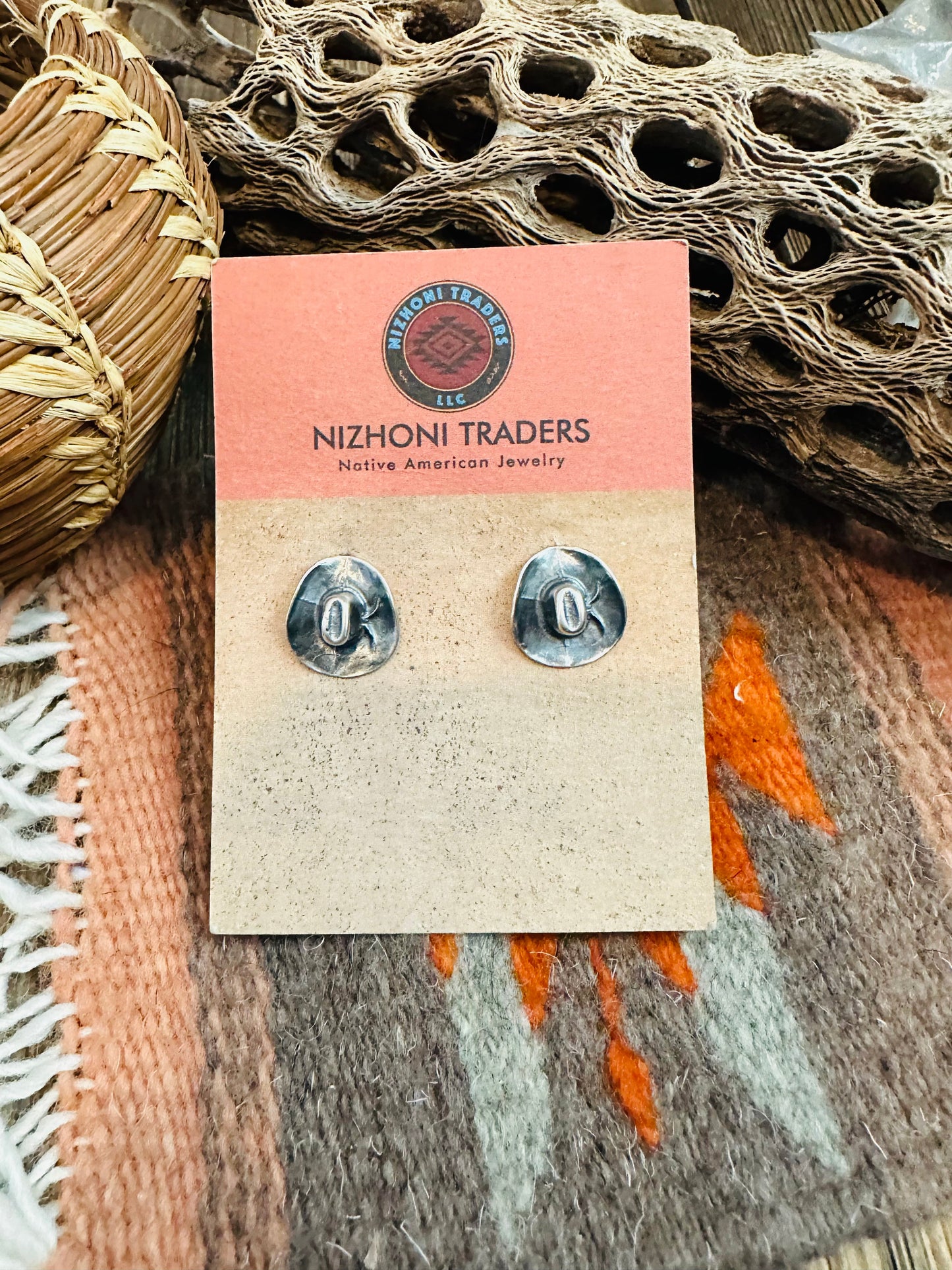 Navajo Cowboy Hat Sterling Silver Stud Earrings