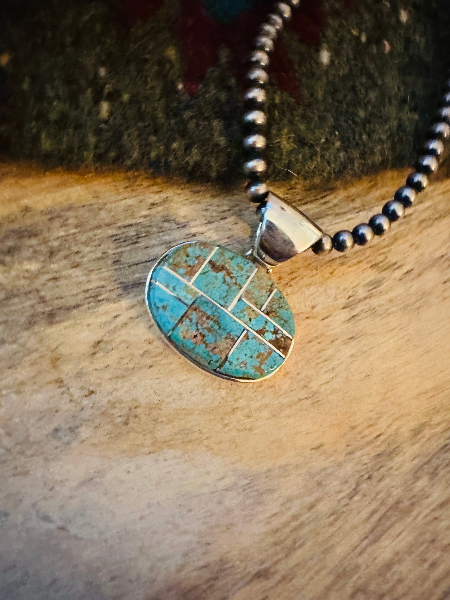 Navajo Number 8 Turquoise & Sterling Silver Inlay Pendant