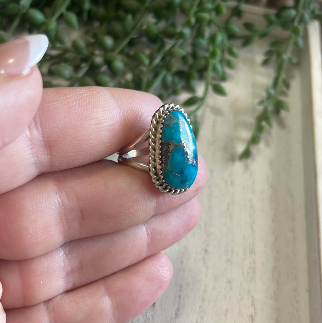 Navajo Sterling Silver Single Stone Turquoise Ring