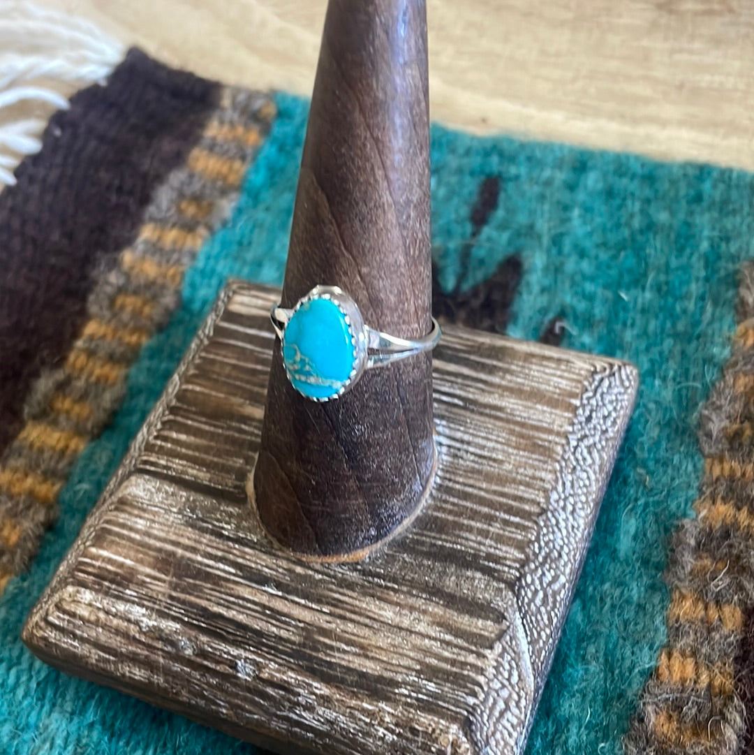 Navajo Single Stone Turquoise Sterling Silver Ring