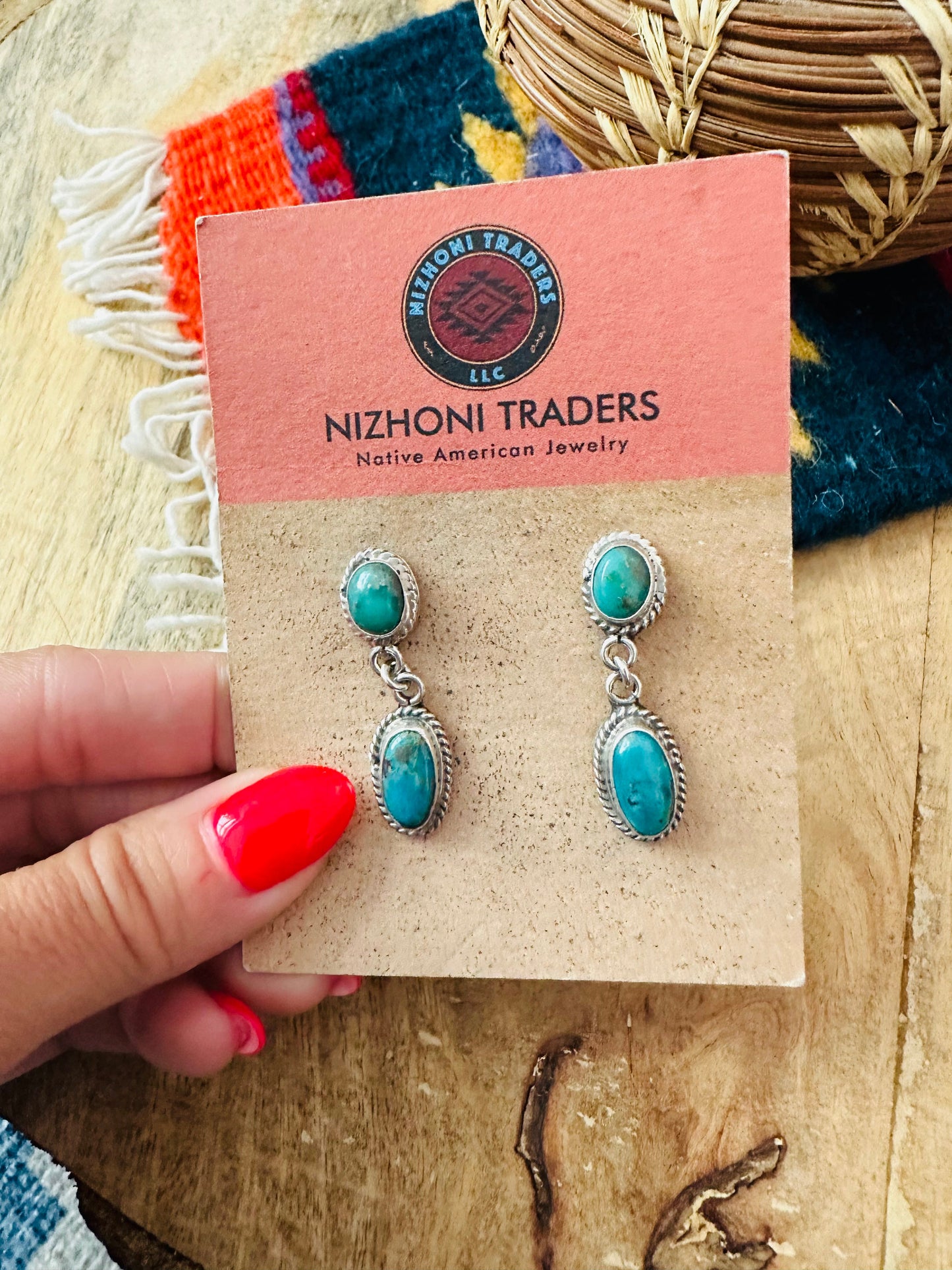 Navajo Sterling Silver & Turquoise Dangle Earrings